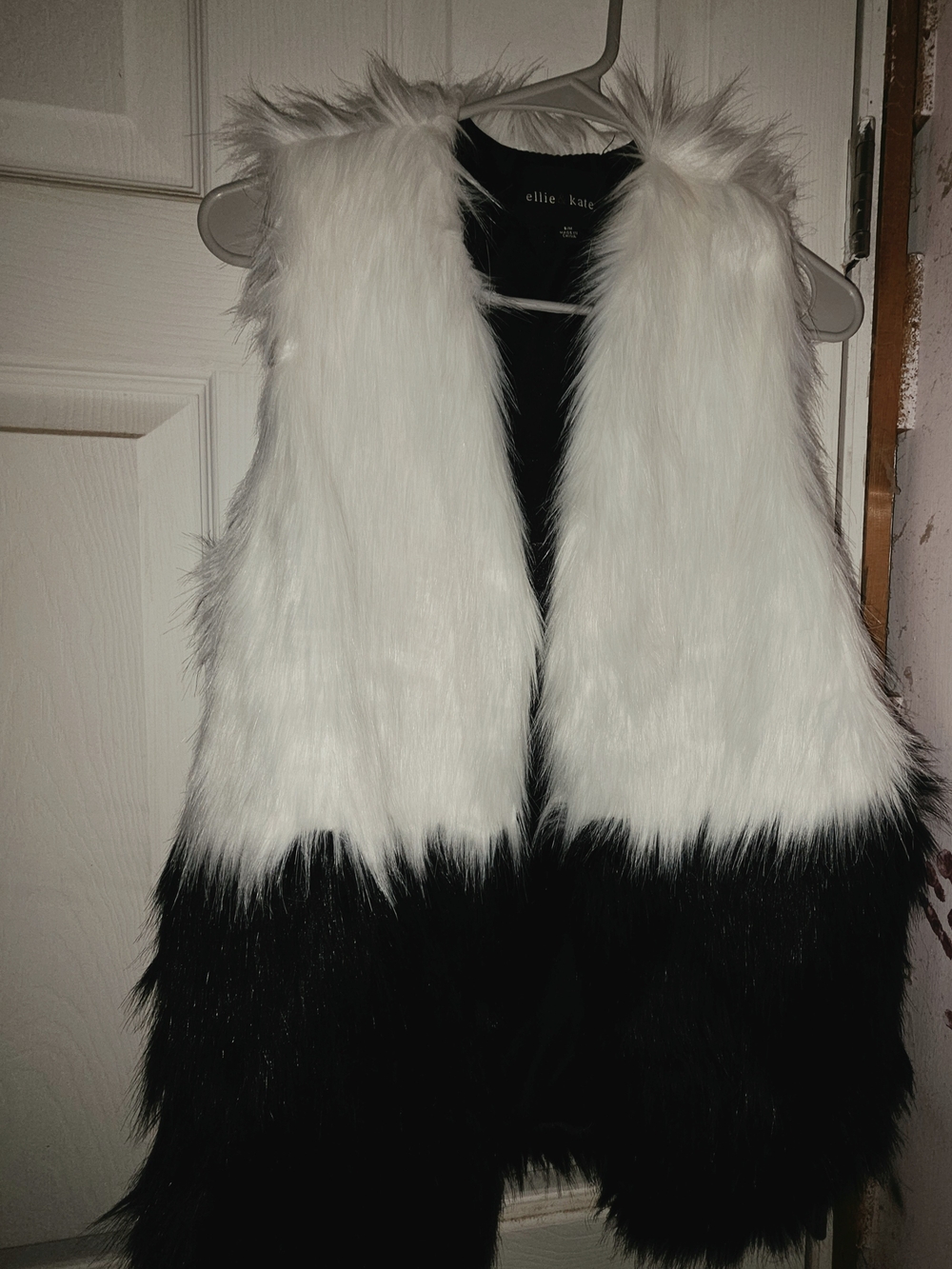 Women's Black & White Faux Fur Vest
